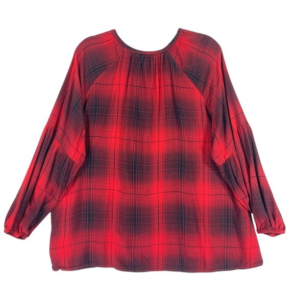 Red Plaid Long Sleeve Plaid Blouse Top size 1x by  In Every Story - Picture 5 of 16